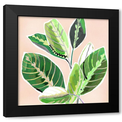 Abstract Zebra Leaves Black Modern Wood Framed Art Print by Pope, Katherine and Elizabeth