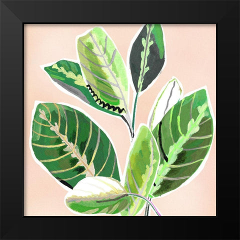Abstract Zebra Leaves Black Modern Wood Framed Art Print by Pope, Katherine and Elizabeth