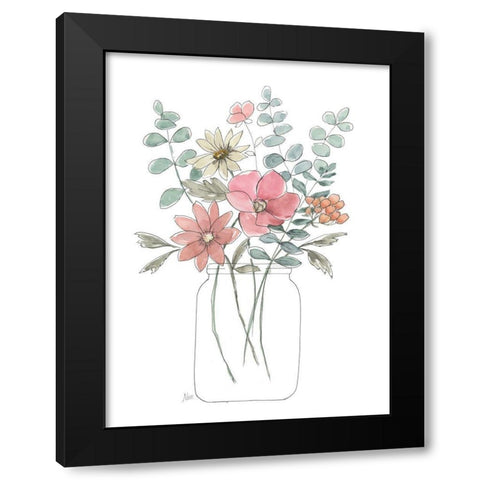 Whimsical Wildflowers II Black Modern Wood Framed Art Print by Nan