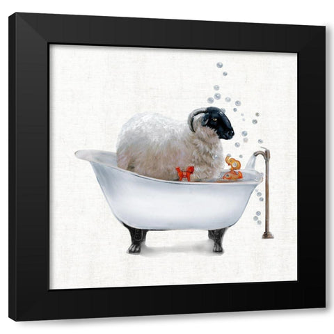 Farm Tub Sheep Black Modern Wood Framed Art Print with Double Matting by Brooks, Donna