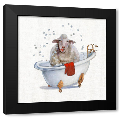Farm Tub Lamb Black Modern Wood Framed Art Print with Double Matting by Brooks, Donna