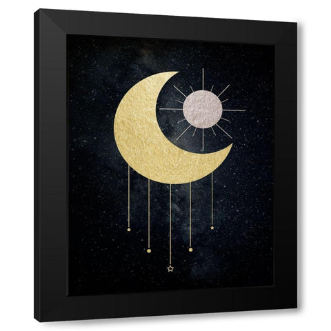 Jeweled Moon Black Modern Wood Framed Art Print by Santiago, Daniela