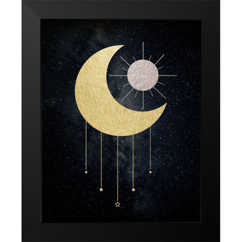 Jeweled Moon Black Modern Wood Framed Art Print by Santiago, Daniela