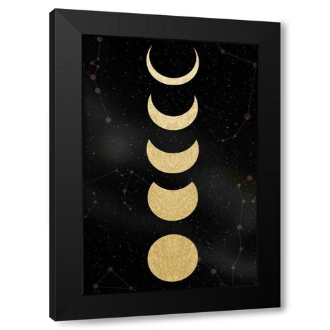Lunar Constellations Black Modern Wood Framed Art Print by Santiago, Daniela