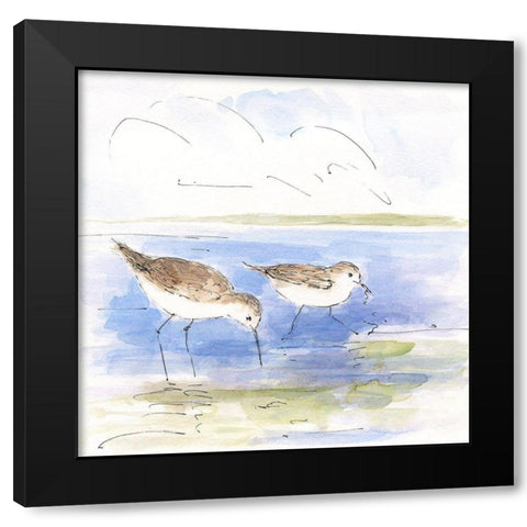 Sketchy Shore Birds I Black Modern Wood Framed Art Print by Swatland, Sally