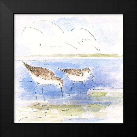 Sketchy Shore Birds I Black Modern Wood Framed Art Print by Swatland, Sally