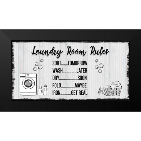 Laundry Room Rules Black Modern Wood Framed Art Print by Jill, Susan