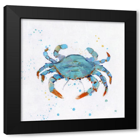 Bubbly Blue Crab Black Modern Wood Framed Art Print by Swatland, Sally