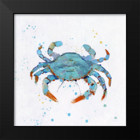 Bubbly Blue Crab Black Modern Wood Framed Art Print by Swatland, Sally