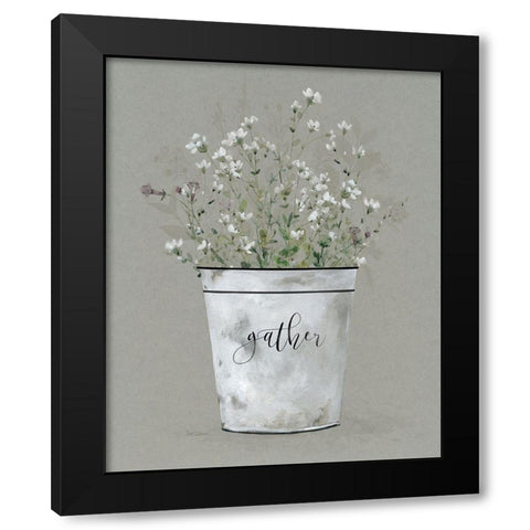 Bouquet of Grace Bucket Gather Black Modern Wood Framed Art Print by Robinson, Carol
