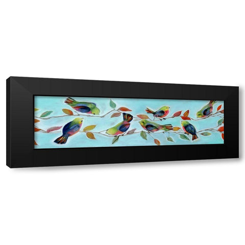 Bitty Birds Hangout Black Modern Wood Framed Art Print with Double Matting by Brooks, Donna