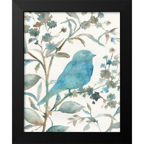Teal Bluebird Silhouette III Black Modern Wood Framed Art Print by Robinson, Carol