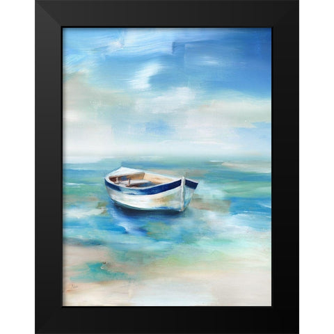 Solitude Shore Black Modern Wood Framed Art Print by Nan