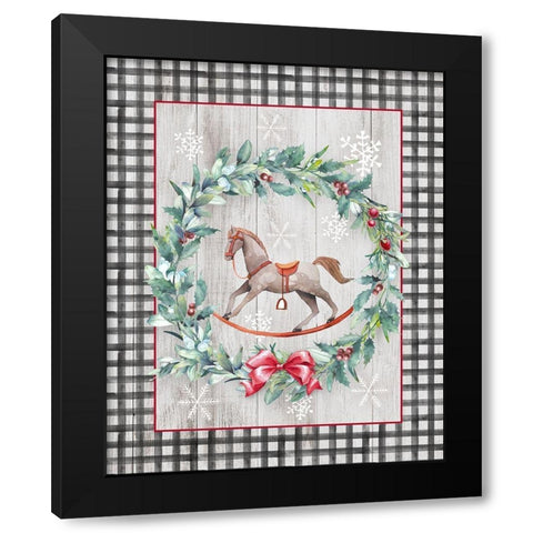 Rocking Horse Black Modern Wood Framed Art Print with Double Matting by Knutsen, Conrad