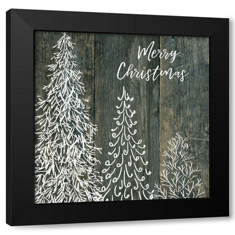 Merry Christmas Trees Black Modern Wood Framed Art Print by Robinson, Carol