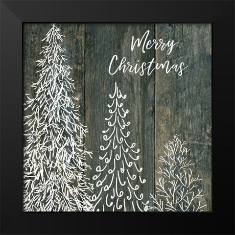 Merry Christmas Trees Black Modern Wood Framed Art Print by Robinson, Carol