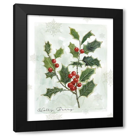 Botanical Holly Berry Black Modern Wood Framed Art Print with Double Matting by Robinson, Carol