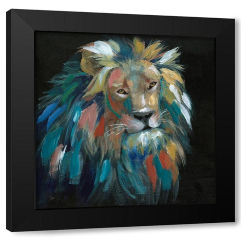 Painted Leo Black Modern Wood Framed Art Print by Nan