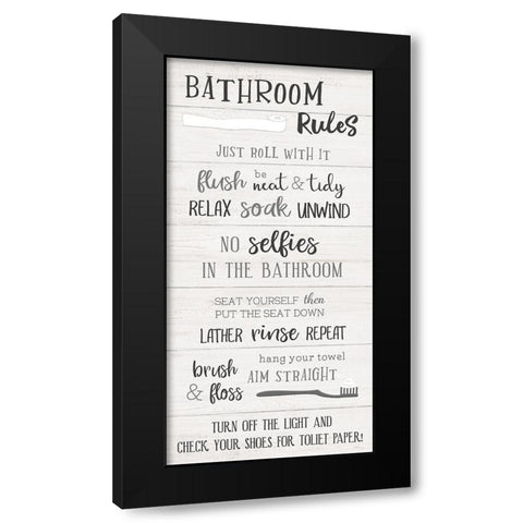Bathroom Rules Black Modern Wood Framed Art Print with Double Matting by Carpentieri, Natalie