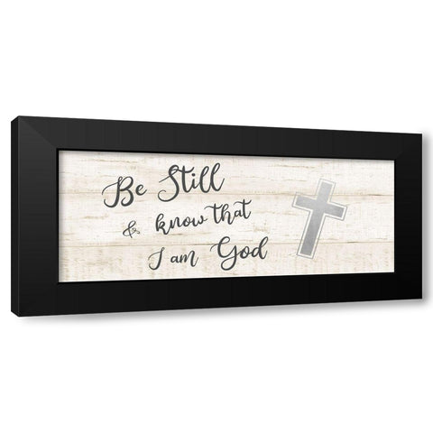 Be Still Cross Black Modern Wood Framed Art Print with Double Matting by CAD Designs