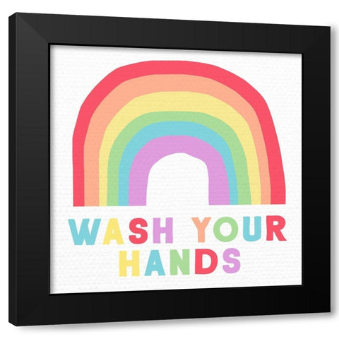 Wash Your Hands Black Modern Wood Framed Art Print with Double Matting by Santiago, Daniela