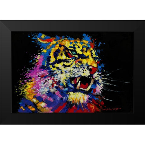 Tiger Black Modern Wood Framed Art Print by Orme, E. Anthony