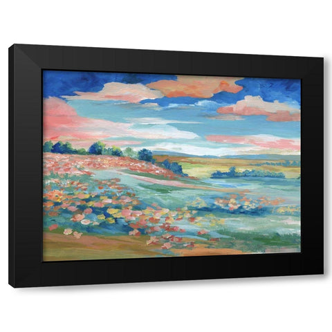 Pastoral View Black Modern Wood Framed Art Print with Double Matting by Nan