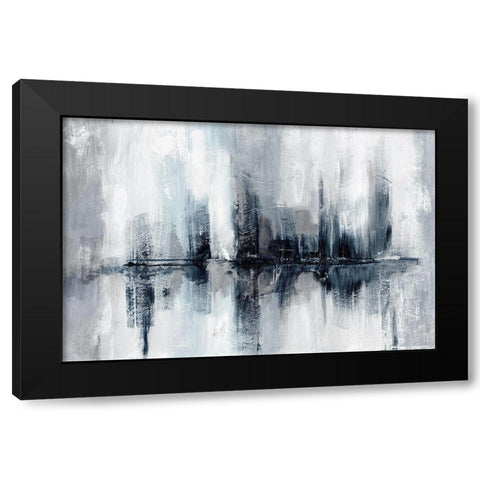 Indigo Harbor Lights Black Modern Wood Framed Art Print with Double Matting by Nan