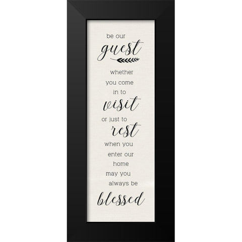 Be Our Guest Black Modern Wood Framed Art Print by CAD Designs