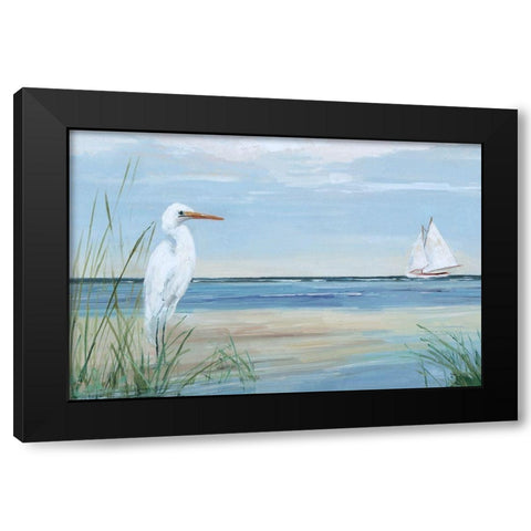 Summer Heron Black Modern Wood Framed Art Print with Double Matting by Swatland, Sally