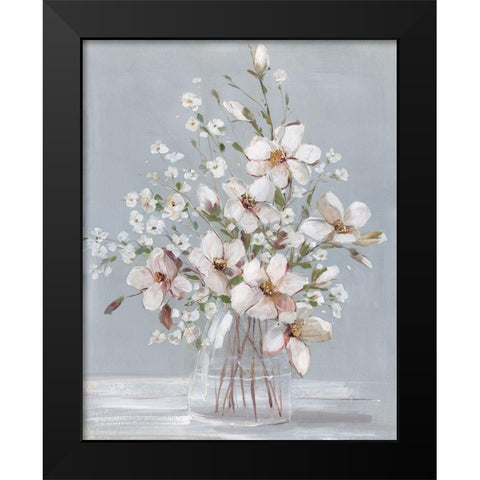 Magnolia Romance Black Modern Wood Framed Art Print by Swatland, Sally