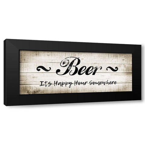 Beer Happy Hour Black Modern Wood Framed Art Print by CAD Designs