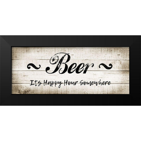 Beer Happy Hour Black Modern Wood Framed Art Print by CAD Designs