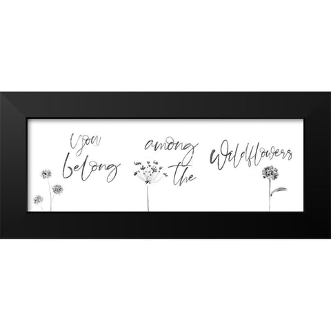 Among the Wildflowers Black Modern Wood Framed Art Print by CAD Designs