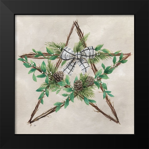 Star Wreath Black Modern Wood Framed Art Print by Nan