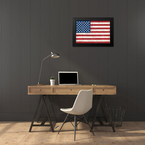 Old Glory Black Modern Wood Framed Art Print by Manning, Ruane