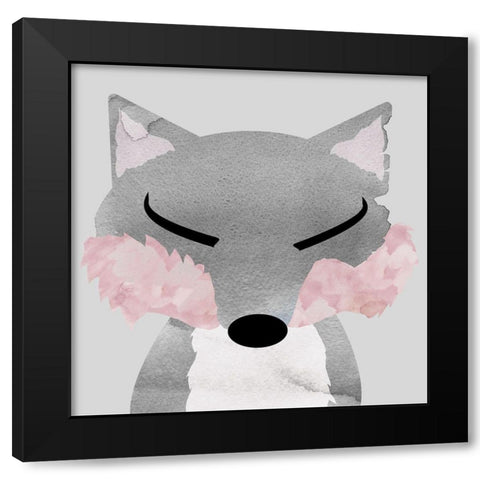 Fox Black Modern Wood Framed Art Print by Santiago, Daniela