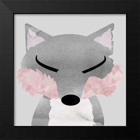 Fox Black Modern Wood Framed Art Print by Santiago, Daniela