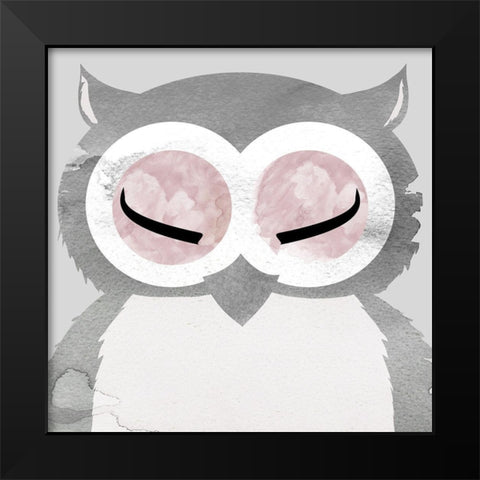 Owl Black Modern Wood Framed Art Print by Santiago, Daniela
