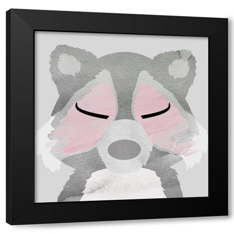 Raccoon Black Modern Wood Framed Art Print with Double Matting by Santiago, Daniela