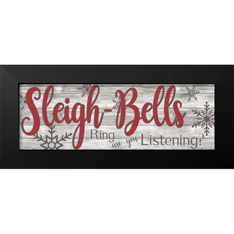 Sleigh Bells Black Modern Wood Framed Art Print by Craven, Katrina