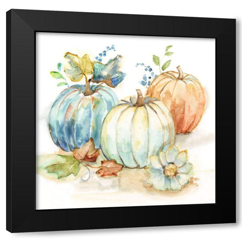 First Harvest Pumpkins I Black Modern Wood Framed Art Print by Nan