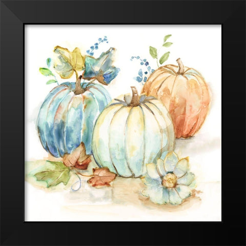 First Harvest Pumpkins I Black Modern Wood Framed Art Print by Nan