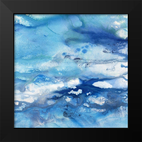 Marbled Blues Black Modern Wood Framed Art Print by Nan