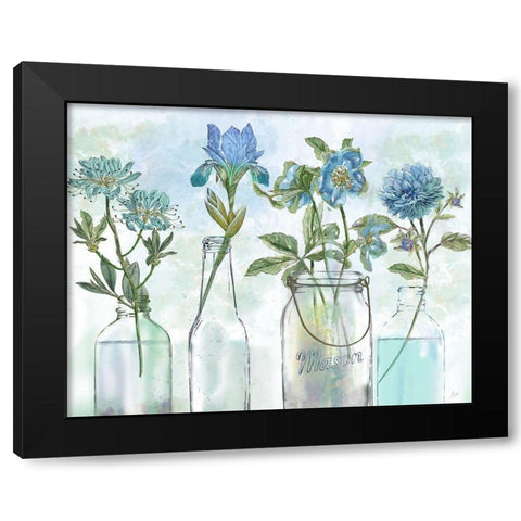 Vintage Blues Black Modern Wood Framed Art Print with Double Matting by Nan