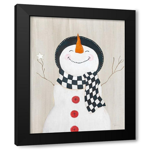 Festive Snowman II Black Modern Wood Framed Art Print by Tava Studios