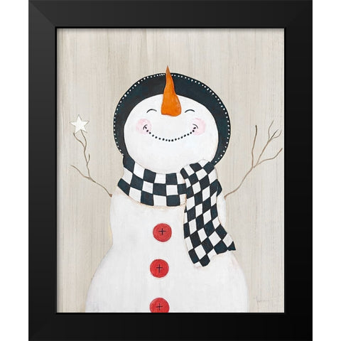 Festive Snowman II Black Modern Wood Framed Art Print by Tava Studios