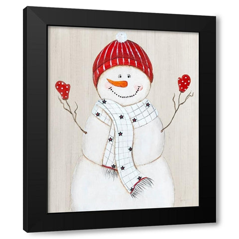 Festive Snowman III Black Modern Wood Framed Art Print by Tava Studios