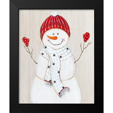 Festive Snowman III Black Modern Wood Framed Art Print by Tava Studios