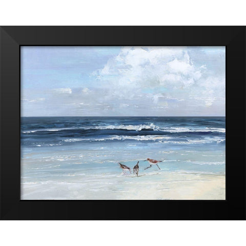 Beach Trio Black Modern Wood Framed Art Print by Swatland, Sally